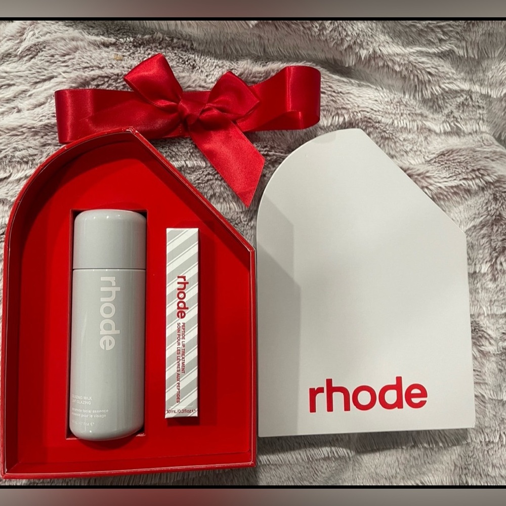 Rhode Skincare Set with Red and Gray Design
